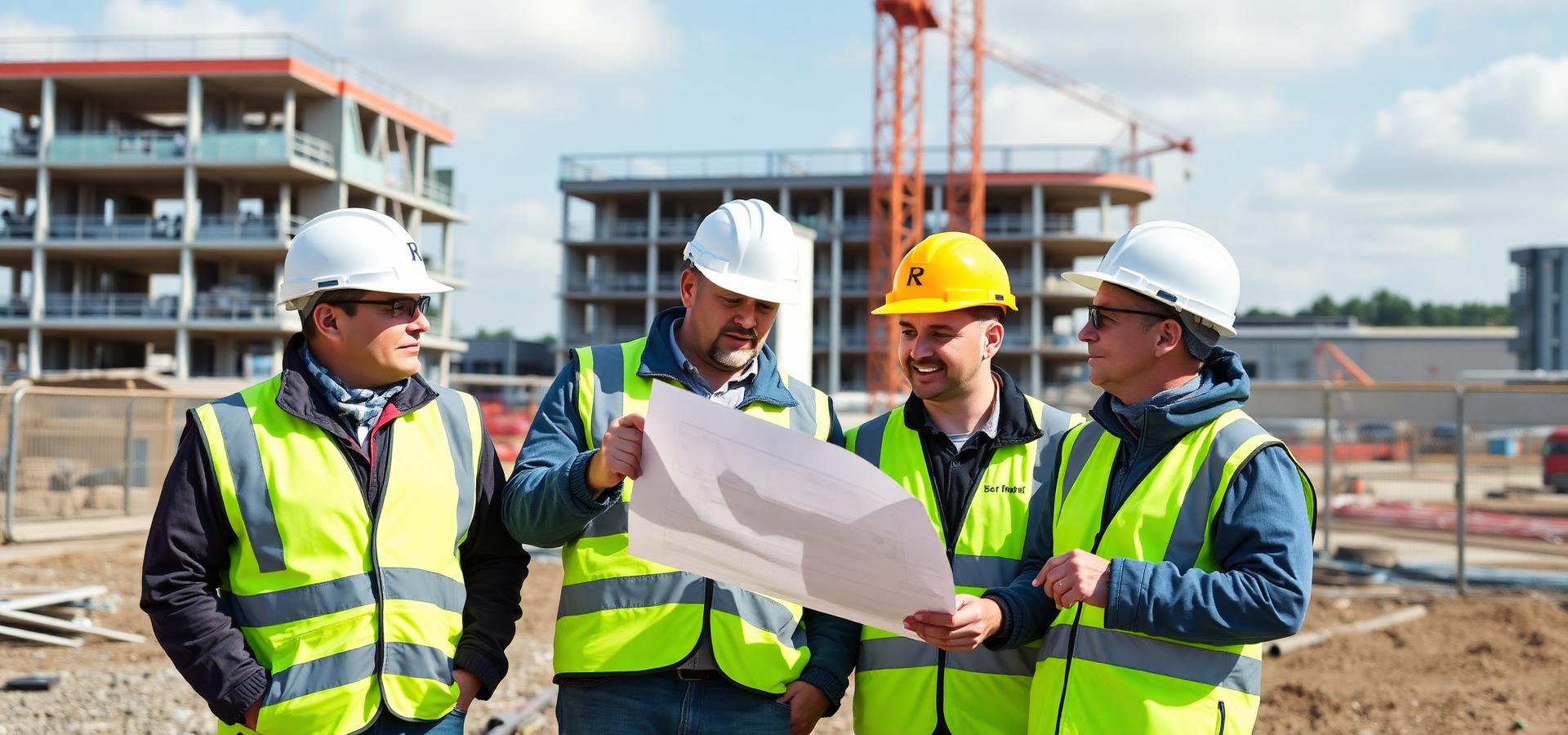 MVLGROUP site management team reviewing drawings on site